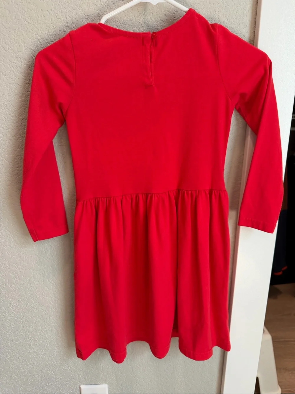 Primary Bright Red Long Sleeve Casual Dress for Girls
